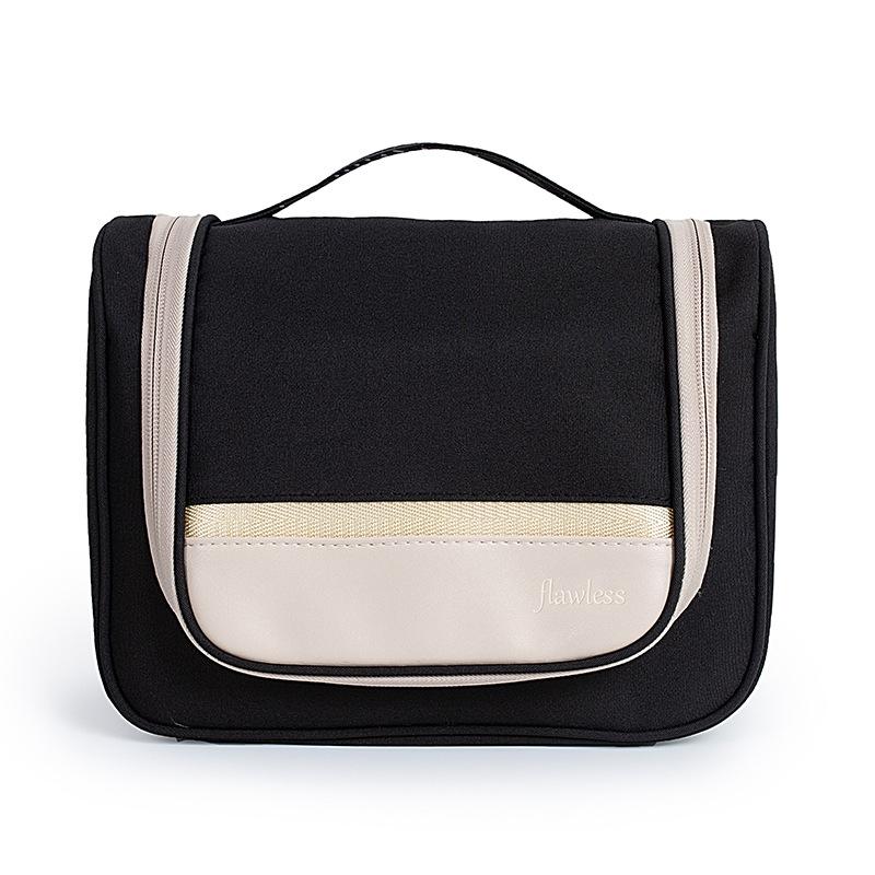 Flores polyester double opening bag with hand-held large capacity hook, convenient waterproof makeup bag, high aesthetic value