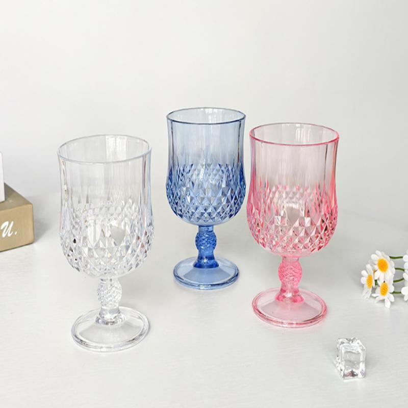 1 Stück Kunststoff- Weingläser Vintage Champagnergläser geschliffene Kelche unzerbrechliche Cocktailgläser
