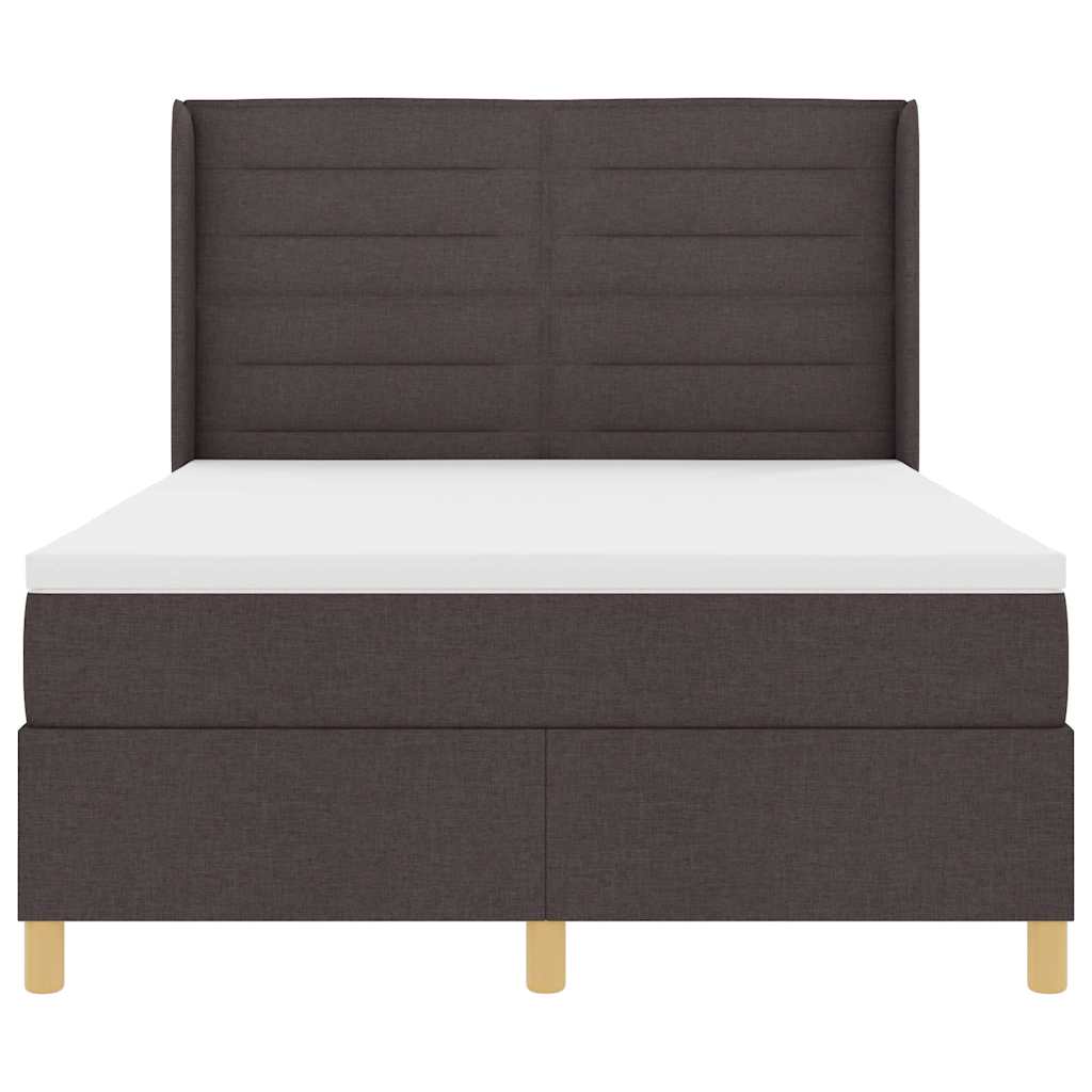 Box Spring Bed with Mattress Dark Brown 140 X 200 Cm Fabric