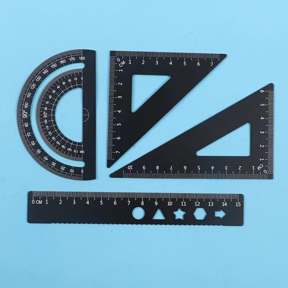 Triangle Ruler Aluminum Alloy Drawing Set Protractor Student Geometry Set  School Supplies