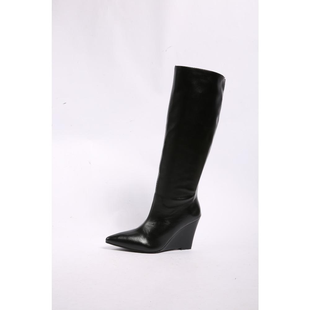 Fashion Designer Autumn Winter Cosy Pointed Toe Woman Knee-High Boots Slip-On Low Thin Heels Cowboy Ladies Shoes Botas De Mujer