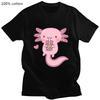 Bubble Tea Women Tshirts Pink Axlotl Kawaii Print T-shirt Street Hip Hop Crop Top Cool Summer Tee Shirt Cotton Fashion Clothing
