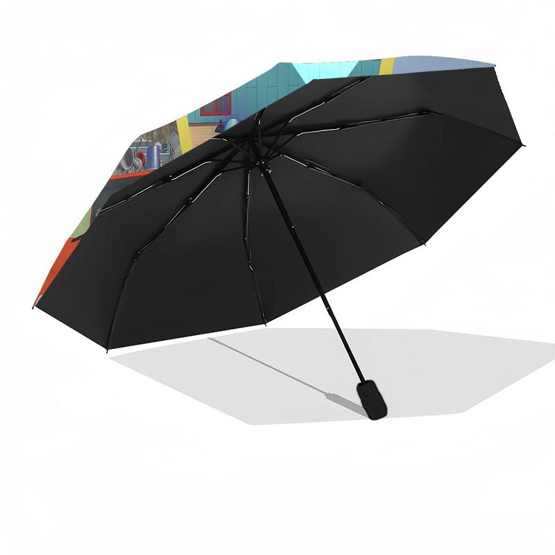 Fireman Fire Trucks Themed Travel Umbrella-8 Ribs Automatic Opening and Closing, Portable Folding Design, Compact and Stylish Umbrella Suita