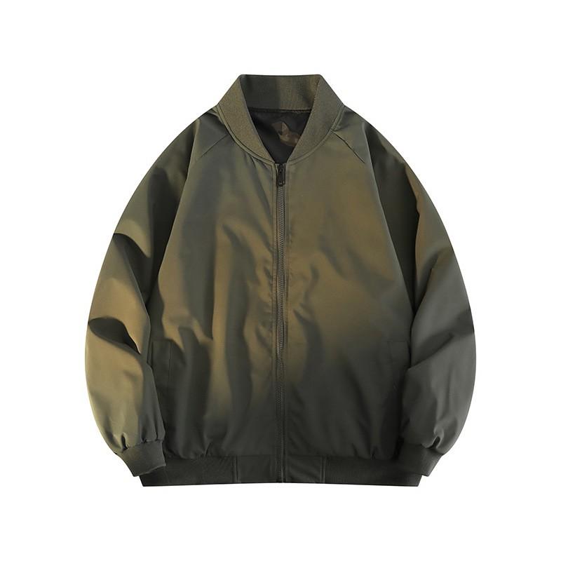 Mens Casual Oversized Bomber Jacket Lightweight Windproof Outerwear In Solid Colors