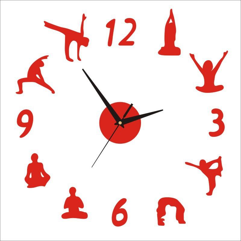 Creative Clock, Living Room Clock, Personalized Yoga DIY Clock, Acrylic Decoration, Fashionable Wall Clock, Wall Sticker DIY Clock