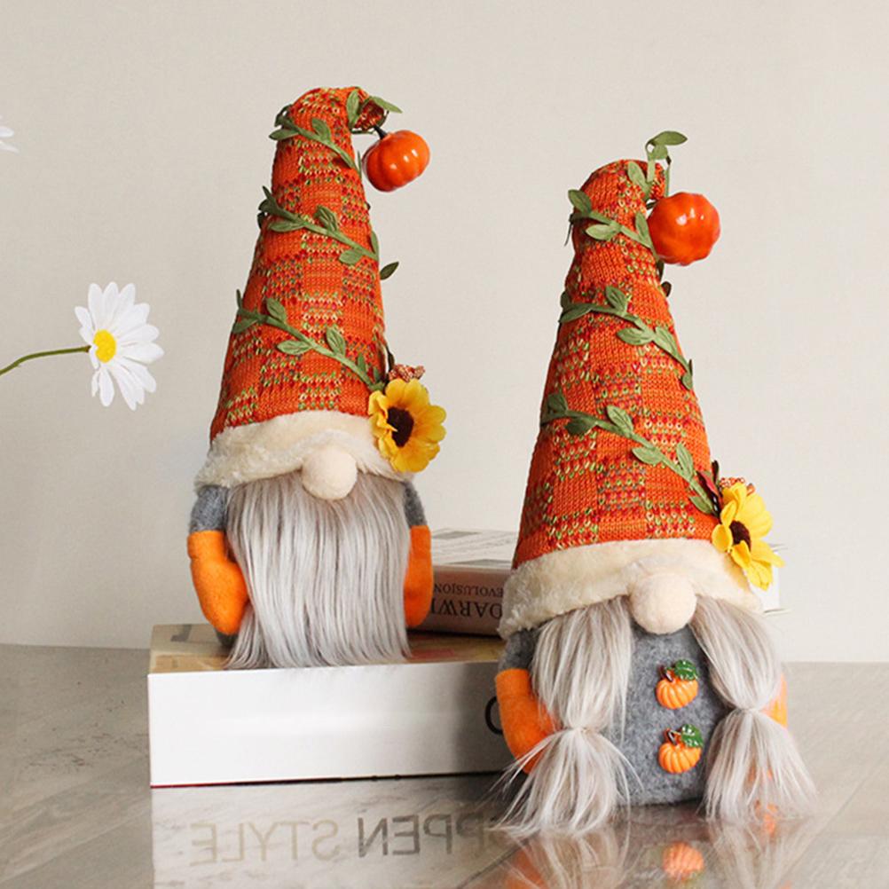 Pumpkin Sunflower Faceless Doll Gnome Ornament Window Display Decor