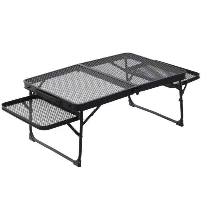 Portable Adjustable Aluminum Camping Table with Folding Iron Mesh