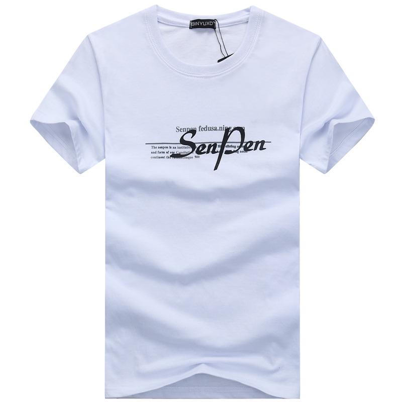 Мужская хлопковая футболка с о-образным вырезом и с печатным принтом S белый