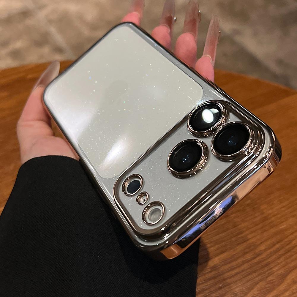 Luxury Clear Bling Glitter Plating Case for iPhone 17 Air 16 15 14 Plus 13 12 11 Pro Max Ultra Thin Lens Protection Hard Cover