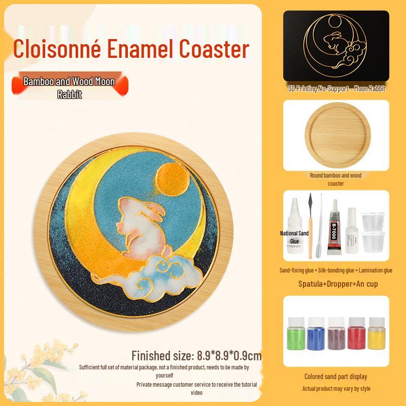 Cloisonné DIY Coaster Kit: Jingtailan No-Wire-Drawing, Chinese Style, Handmade Team Building Activity