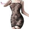 Erotisk kjole Perspektiv Sexy Blondekjole Sleep Colthes Kvinner Sexy Wear Svart Blonde Perspektiv Kostymer Gjennomsiktig Babydoll Sett