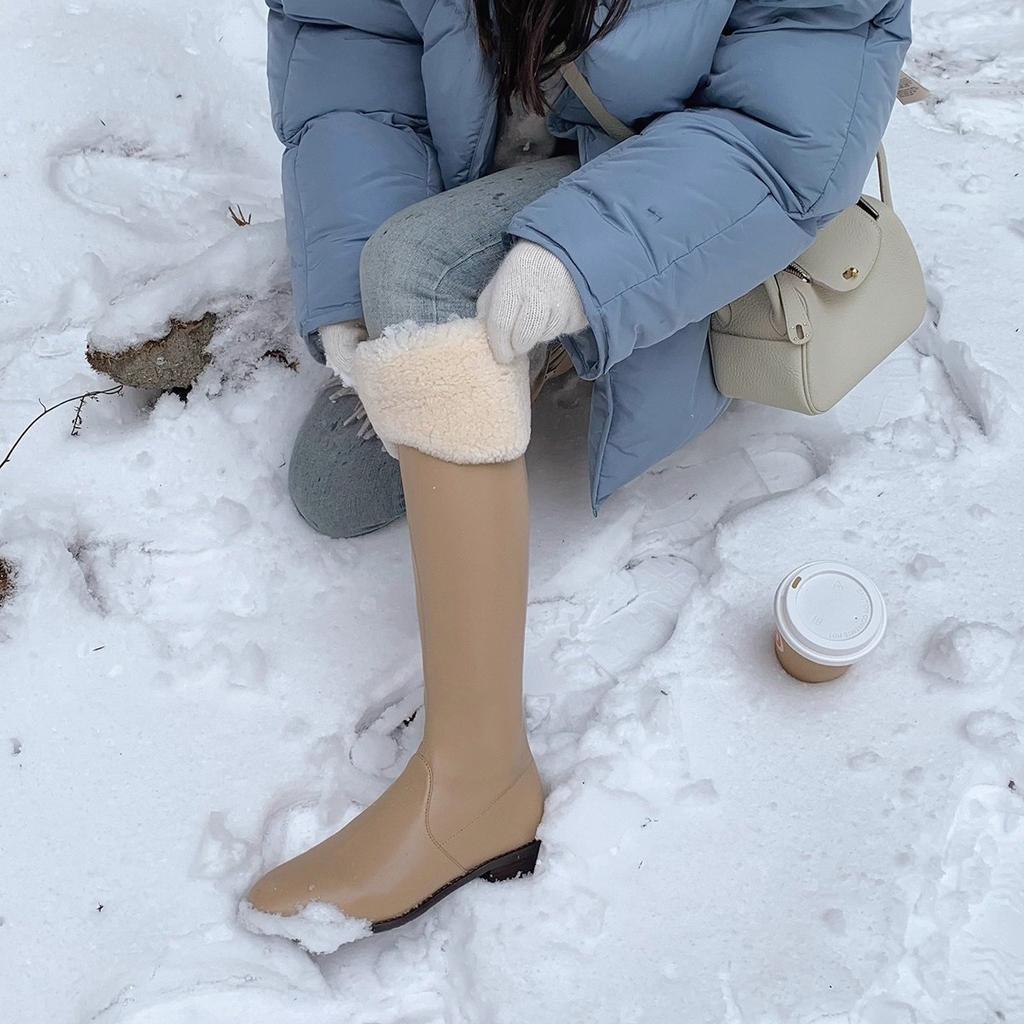 Women's Fashion Long Lightweight Winter Warm Snow Boots Plush Lined Non-slip Wear Casual Outdoor Sports Cotton Boots