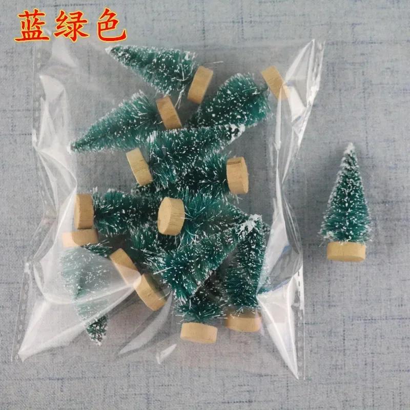 

12 Piece DIY Mini Christmas Tree Sisal Silk Cedar - Desktop Decoration Small Christmas Tree Xmas New Navidad Decor 4.5cm