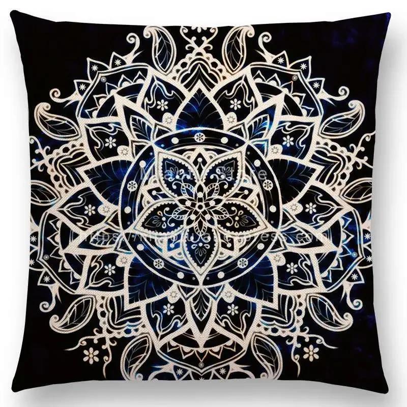 New Dreamy Sun Moon Stars Colorful Lotus Eternity Mandala Gorgeous Floral Pattern Design Prints Cushion Cover Pillow Case