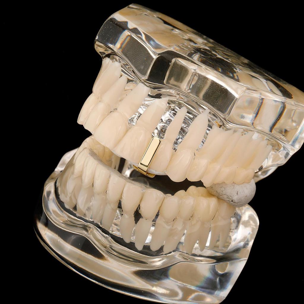 Glossy Vertical Bar Grillz - Simple Single Tooth Hip-Hop Streetwear Jewelry