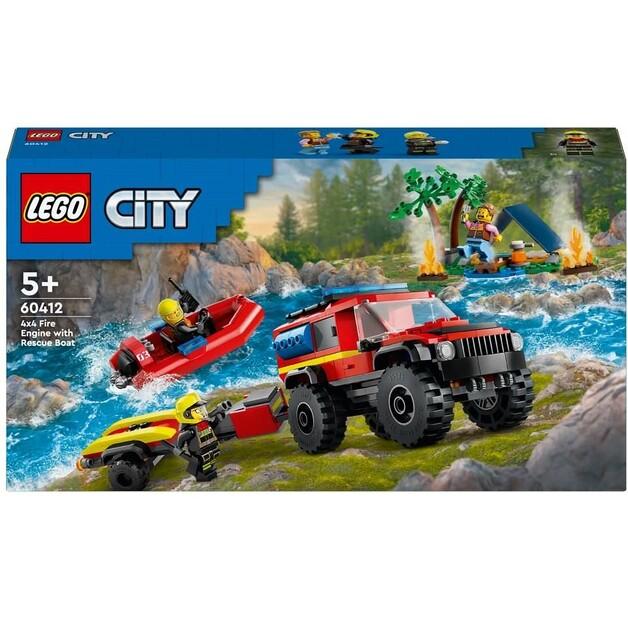 Конструктор LEGO City 60412 Внедорожный пожарный грузовик с спасательной лодкой