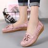 Lightweight Breathable Genuine Leather Moccasins Ladies Non-Slip Bean Walking Shoes Fashion Summer Hollow Slip-On Sandals Women