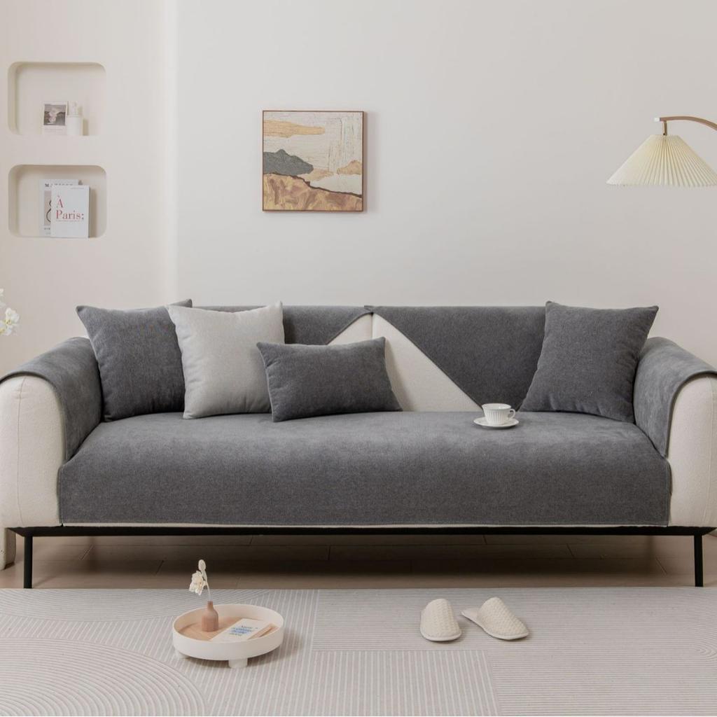 Solid Color Linen Sofa Cover New Modern Simple Comfortable Soft All Season Universal Anti Slip Skin Friendly Soft Sofa Cushion
