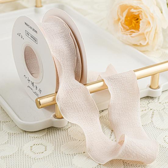 2.5/4cm Gift Packing Ribbon Ruffle Wavy Edges Textured Overlock Soft Pure Color Bouquet Wrapping Ribbon Valentine's Day Supplies