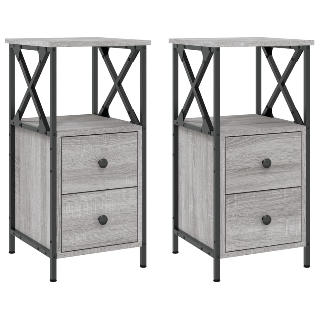 Nightstands (2 pcs) Grey Sonoma 34 x 35.5 x 70 cm engineered wood