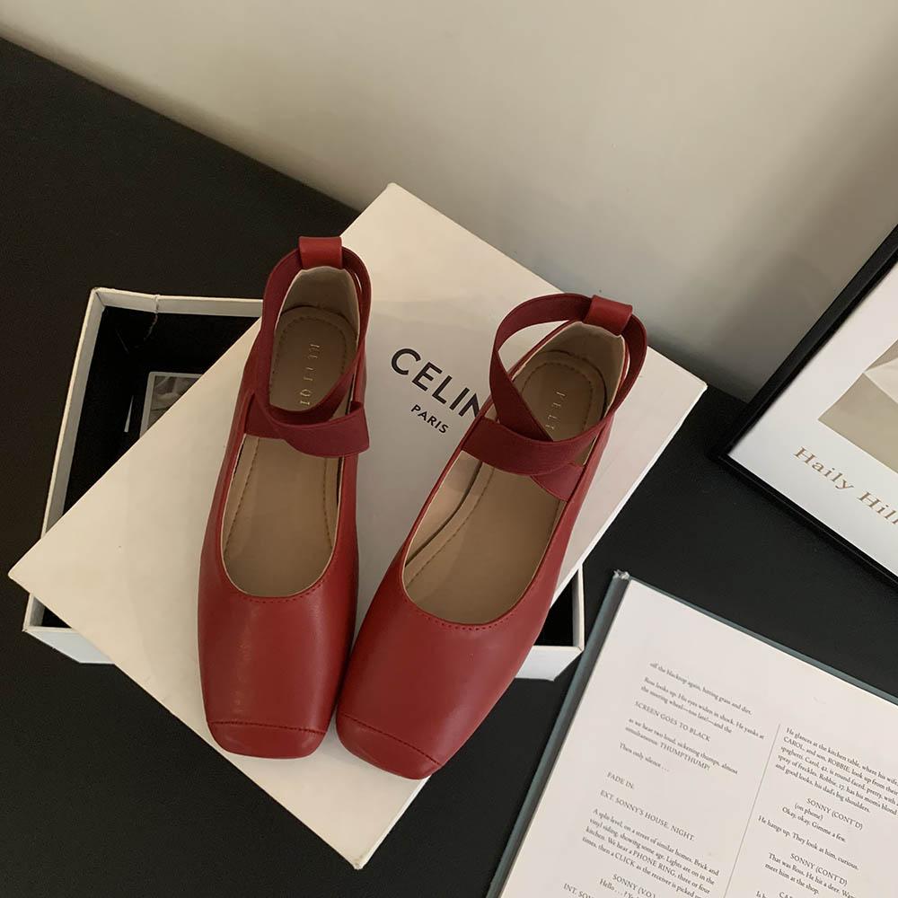 fashion Square Toe Women Loafers Ballet Dance Shoes Flat Low Heels 2024 New Arrivals Black Beige Khaki Brown Dress Sandals Pumps Size 39