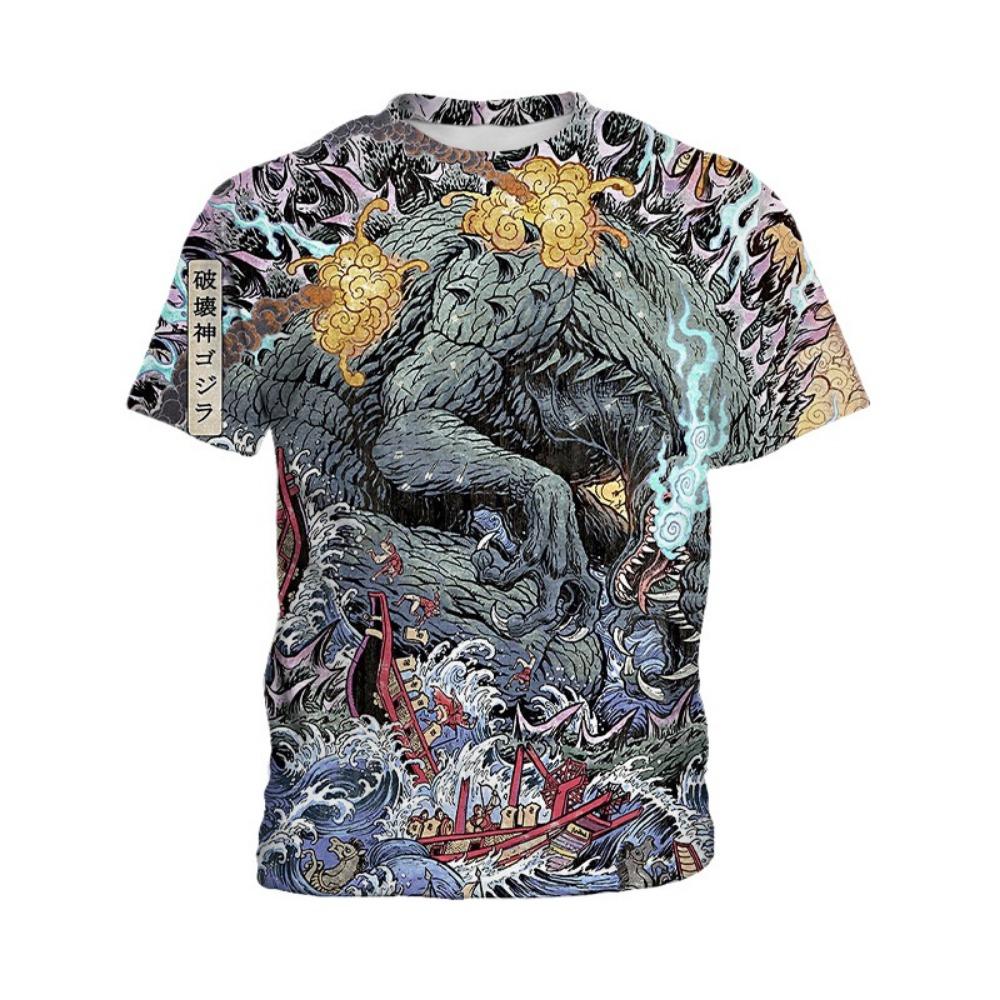 Printed short sleeved round neck boy and girl movie fashion shirt comfortable summer