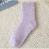 Women's Fleece-Lined Terry Socks, Mid-Calf, Thick, Warm, Sweat-Wicking, Odor-Resistant for Teens, Ideal for Autumn and Winter.