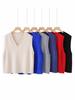 2026 Spring Korean V-neck Cable Knit Vest: Women's Plus Size Sleeveless College Style Layering Tank Top Shrug