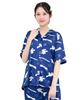 SAZAC Cinnamoroll and Milk Shirt Powder Stretch Short Sleeve and Long Pants Loungewear Pajamas, Fabric, Women's Set, (Navy/M/SAN1951)