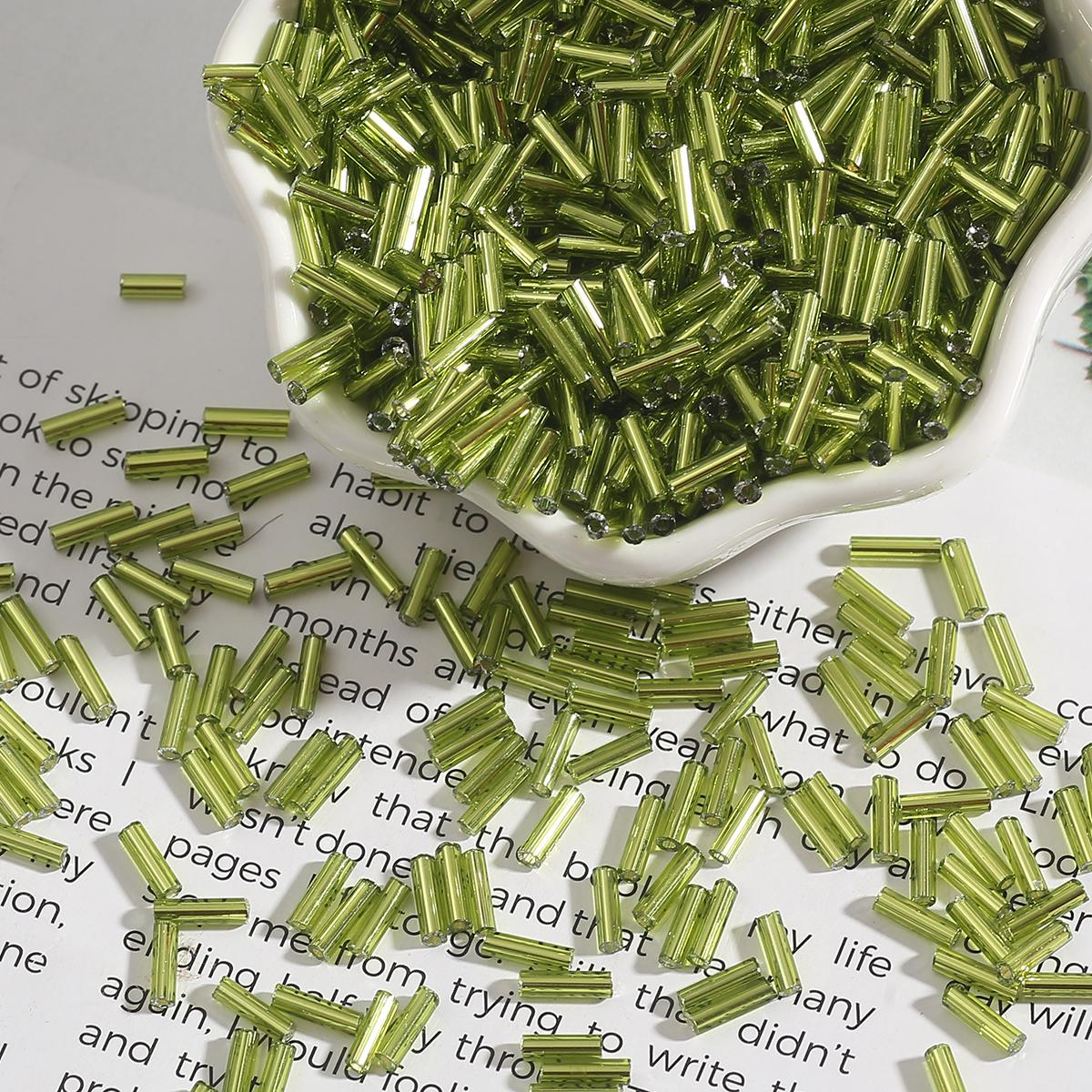 

2x7 мм 300 шт. 19 цветов стеклянный чешский бисер в форме трубки для изготовления ювелирных изделий своими руками ручной работы оливковый