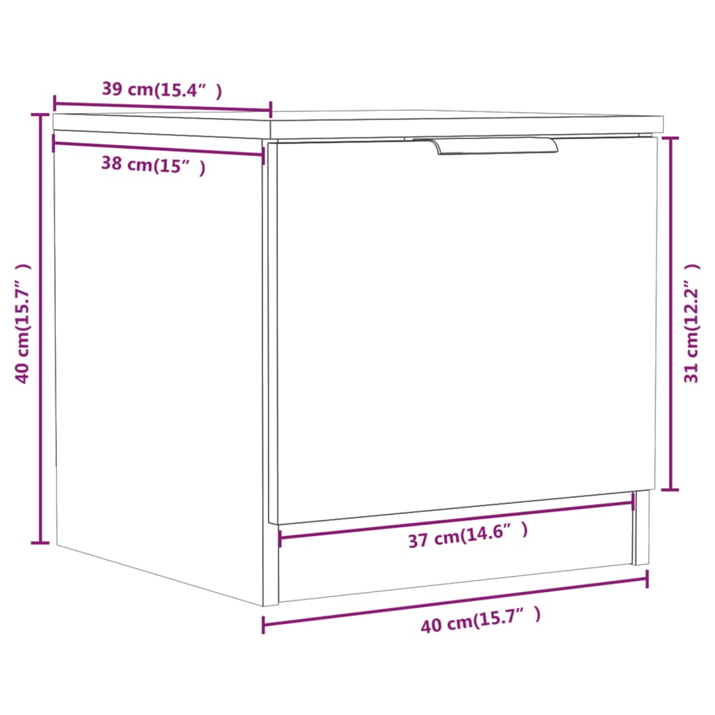 Nightstand White 40 x 39 x 40 cm