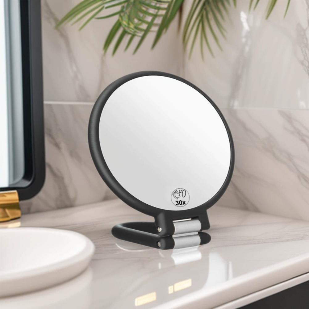 Handheld Makeup Mirrors Double Sided 1X/30X Magnification Portable Folding Makeup Mirror for Travel 360° Adjustable Mirror