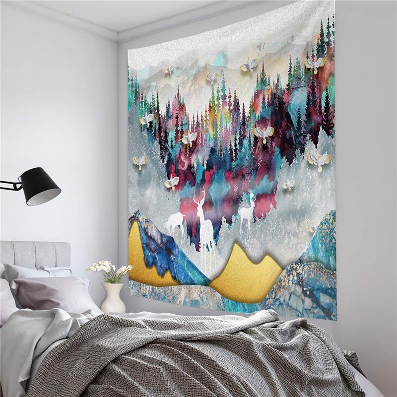 

Звездное небо светящийся олень гобелен фон ткань HD подвесной тканевый гобелен домашний декор 75*100cm