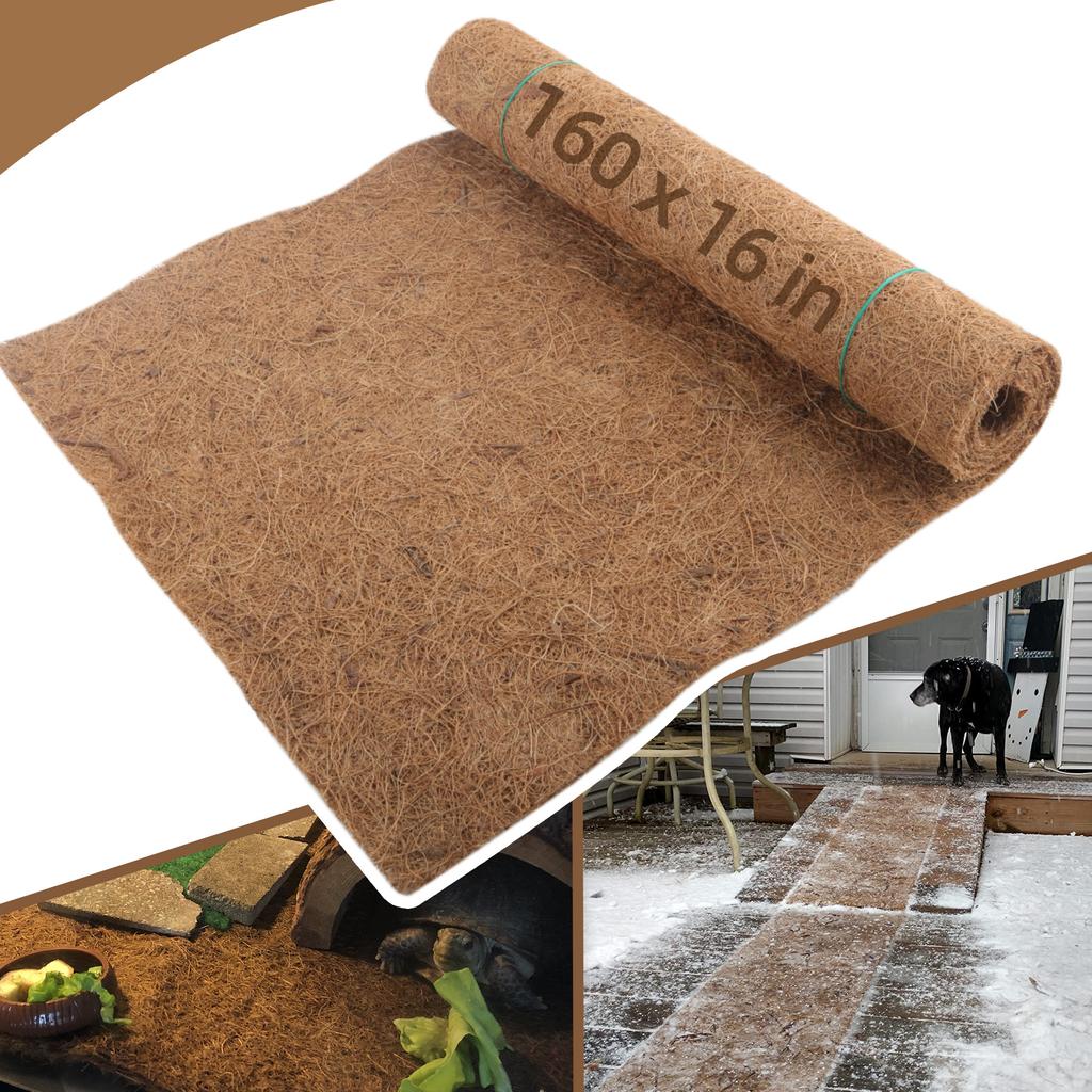 Coco Liner Roll, 16 x 160 Inch Coconut Fiber Liners for Planter Window Box Flower Basket, Reptile Carpet, Garden Decoration