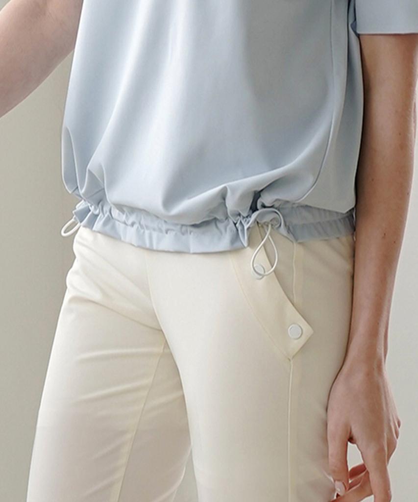 LAUV Straight No-Cut Elastic Waist Pants_White