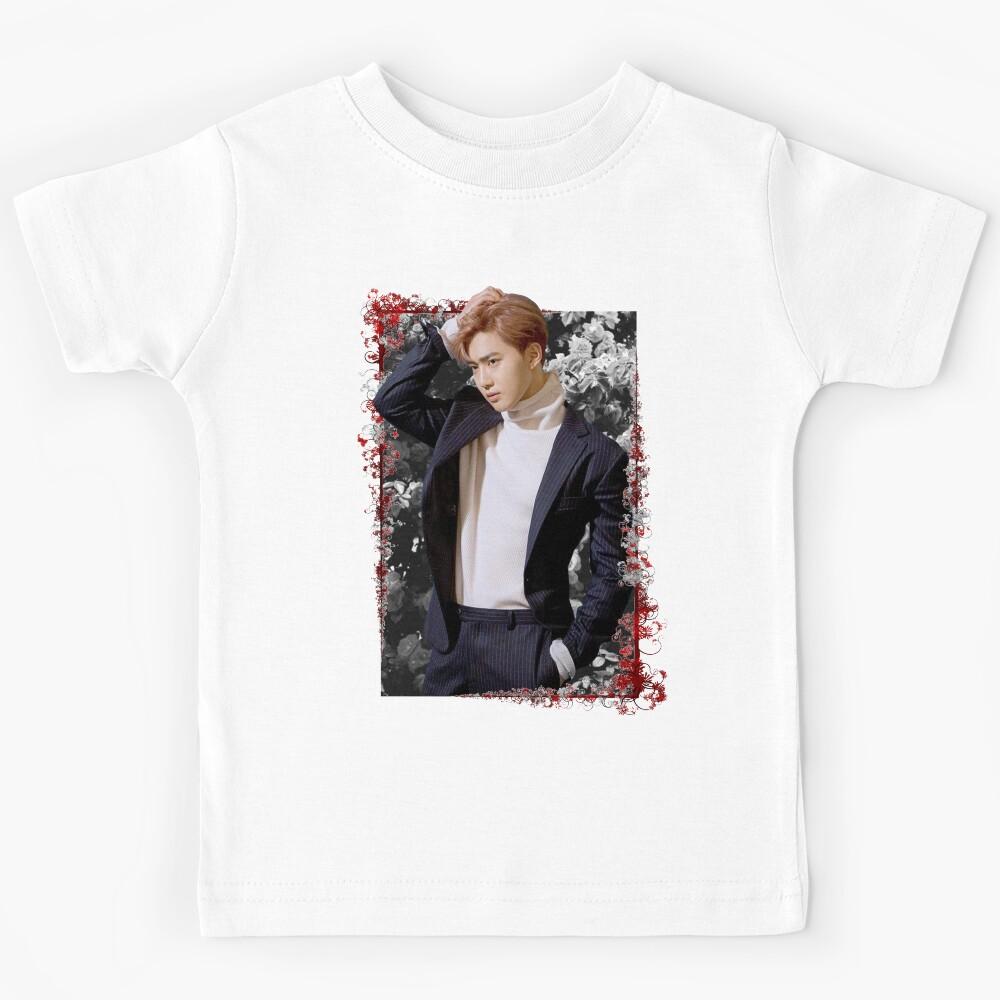 Kim Junmyeon EXO Suho Korean Kpop Floral Design Kids T-Shirt 120