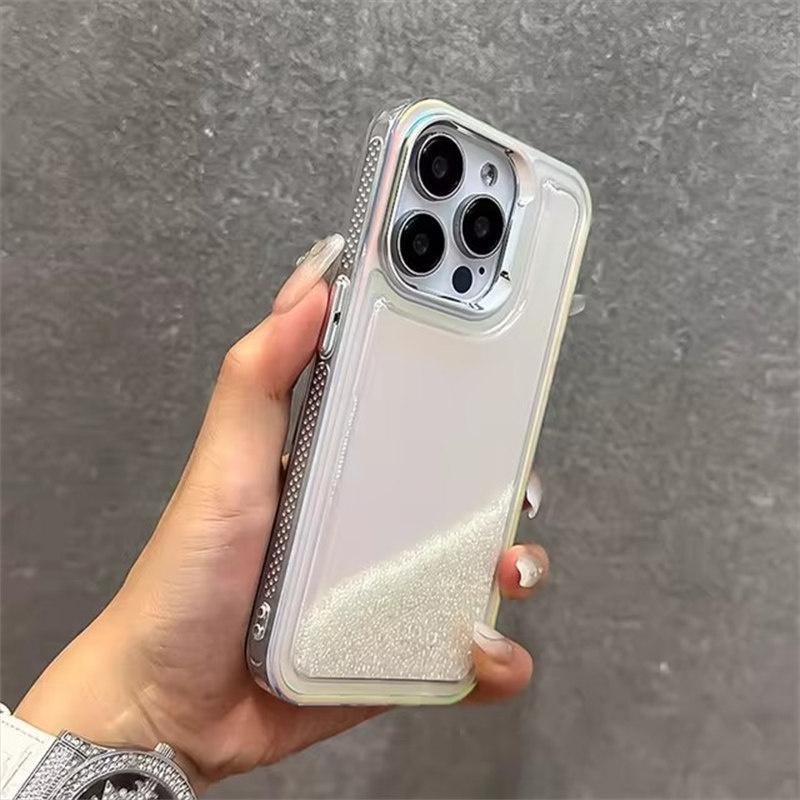 

Роскошный лазерный неоновый зыбучий песок красочные бусины чехол для iPhone 15 14 13 12 11 Pro Max двухслойный ударопрочный эстетический чехол Aurora iPhone 15 Pro Max белый