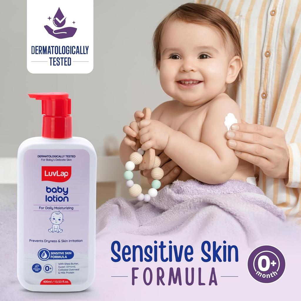 LuvLap Baby Lotion With Milk Protein Shea Butter And Vitamin E For Sensitive Skin 24 Hour Hydration Daily Face Body Care