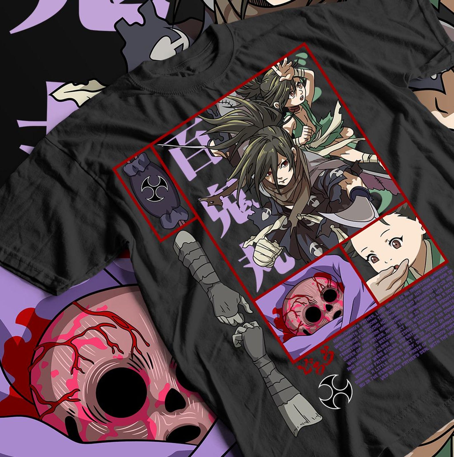 Unisex Dororo Anime T-Shirt, Hyakkimaru Graphic Tee Manga Shirt 3XL