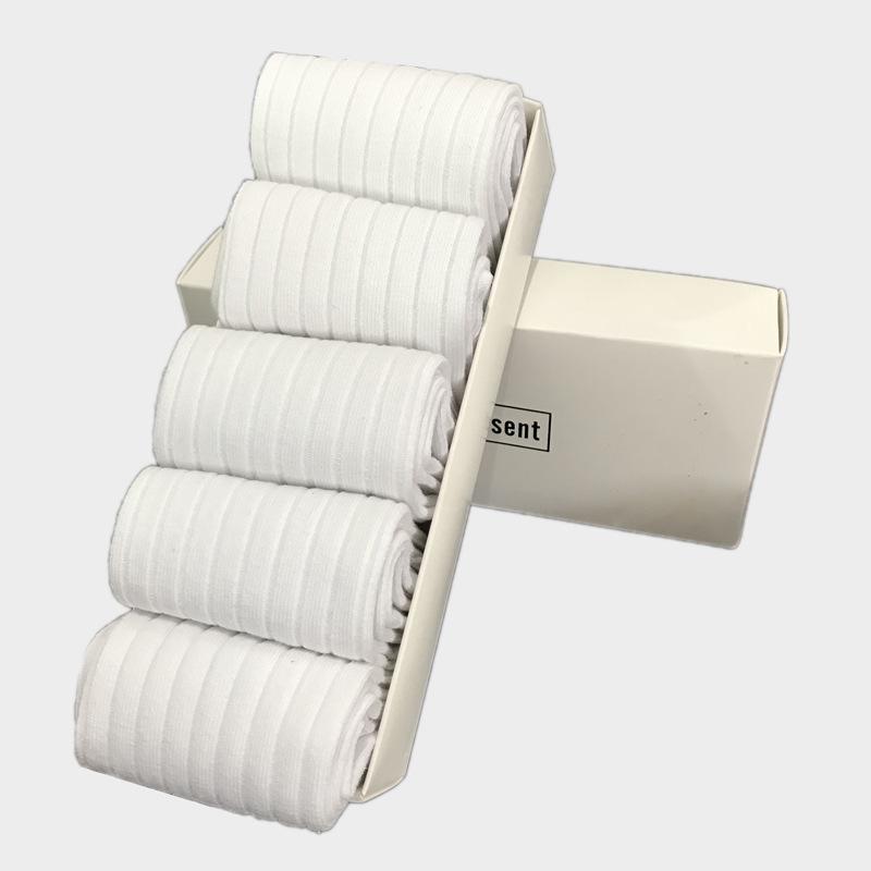 5 Pairs of Men's Spring and Autumn Striped Cotton Box Commercial Tube Socks