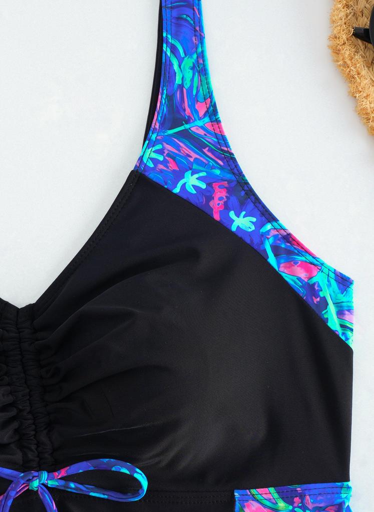 2026 Tankini Set Stampato Stiloso Taglie Forti Stile Europeo e Americano con Pantaloncini