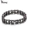 Mens Titanium Steel Cycling Bracelet - Geometric Design Matte Black Finish Punk Rock Style 22cm Length