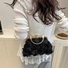 Summer new beautiful flowers light luxury sweet solid color dinner bag high sense portable shoulder messenger bag women