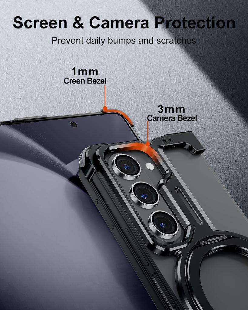 Oatsbasf Metal Magnetic Phone Case for Samsung Galaxy Z Fold 7 with Stand 360°Rotating for Magsafe Wireless Charging Frameless