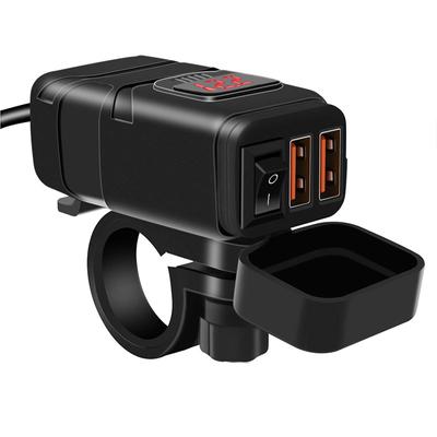 Motorcycle USB Charger QC3.0 Handlebar Fast Charging Waterproof 12V Socket Adapter With Voltmeter Motorcycle Accessories