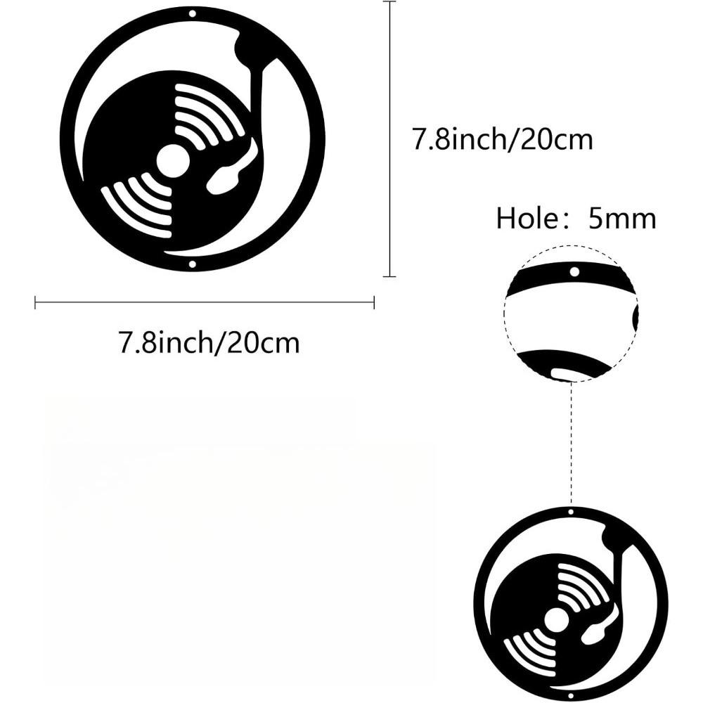 

Metal Wall Art Jukebox Sculpture Iron Wire Home Decor Black Minimalist Hanging Ornament for Music Studio Recording Room Office 7.8 Inch