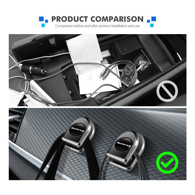 BTY4 4pcs Car Paste Hooks USB Storage Hanger Interior Accessories For Mercedes Benz AMG C180 C300 W124 W176 W177 C200 C260 GLC CLE