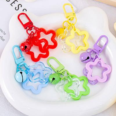 1 Stücke Fünfzackigen Stern Glocke Anhänger Schlüsselanhänger Candy Farbe Tasche Schlüsselring Schmuck Für Frauen Mädchen Auto Hängen Schmuckstück Schlüssel halter