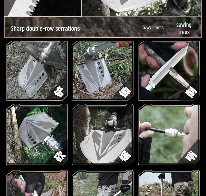 Multi-functional Outdoor Folding Shovel: Manganese Steel, Ideal for Camping, Fishing, Off-road Use, and Vehicle-mounted Tasks