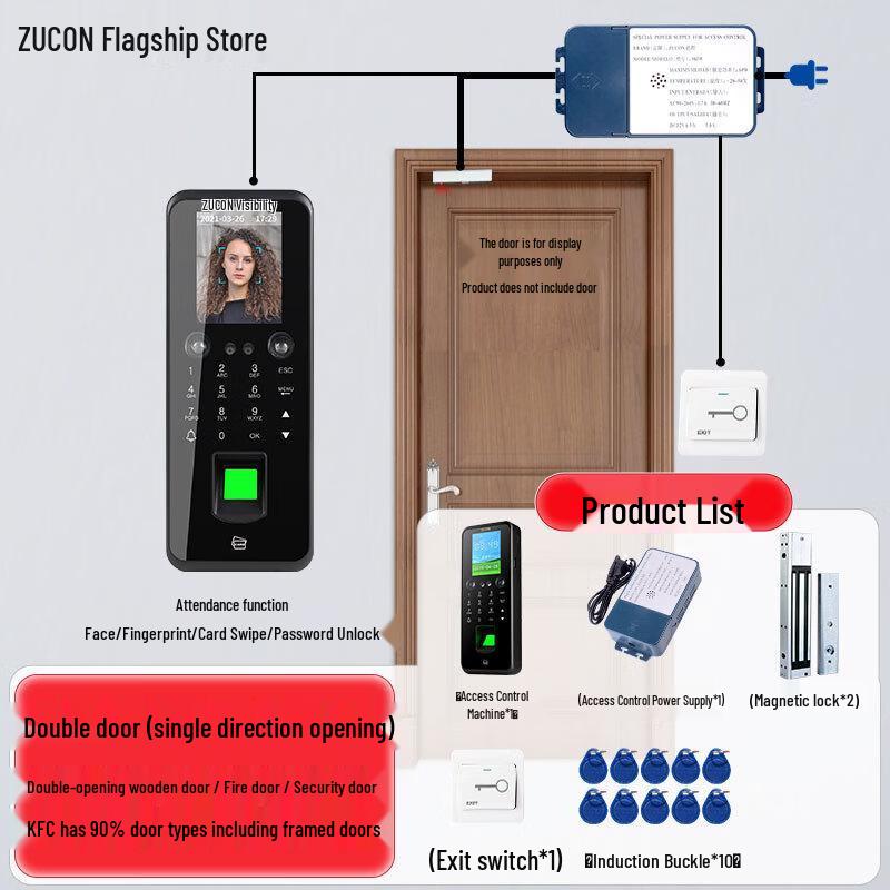 

ZUCON F17 Fingerprint Face Recognition Access Control System CN plug (adapter included)
